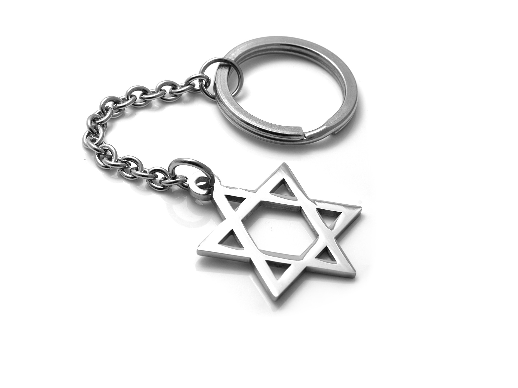 Davidsstjärna Nyckelring i Rostfritt Stål, Judisk Symbol Judaism Magen David Nyckelhållare - 2