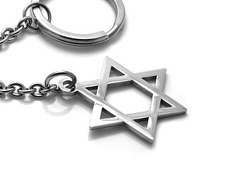Davidsstjärna Nyckelring i Rostfritt Stål, Judisk Symbol Judaism Magen David Nyckelhållare