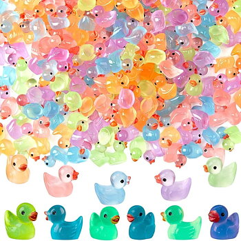 100 st Självlysande Luminous Tiny Ducks Set Dekoration Realistisk Form Hållbar Harts Förtjusande ankor för jul födelsedagsfest Barnens dag