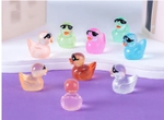 Uutuus 100 kpl Tiny Ducks Luminous kanssa lasit asetettu koristelu Realistinen muoto Kestävä hartsi suloinen ankat joulun syntymäpäiväjuhliin lasten päivä - 4