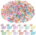 Uutuus 100 kpl Tiny Ducks Luminous Glitter Set koristelu Realistinen muoto Kestävä hartsi ihana ankat joulun syntymäpäiväjuhliin lasten päivä - 3