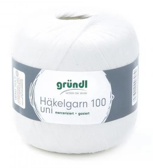 Gründl - Virkkauslanka 100 - Virkkauslanka 100 g:n kiekoilla - Valkoinen