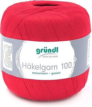 Gründl - Virkkauslanka 100 - Virkkauslanka 100 gramman palloina - Punainen väri