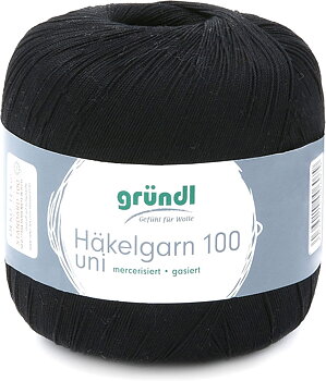 Gründl - Virkkauslanka 100 - Virkkauslanka 100 gramman palloissa - Musta