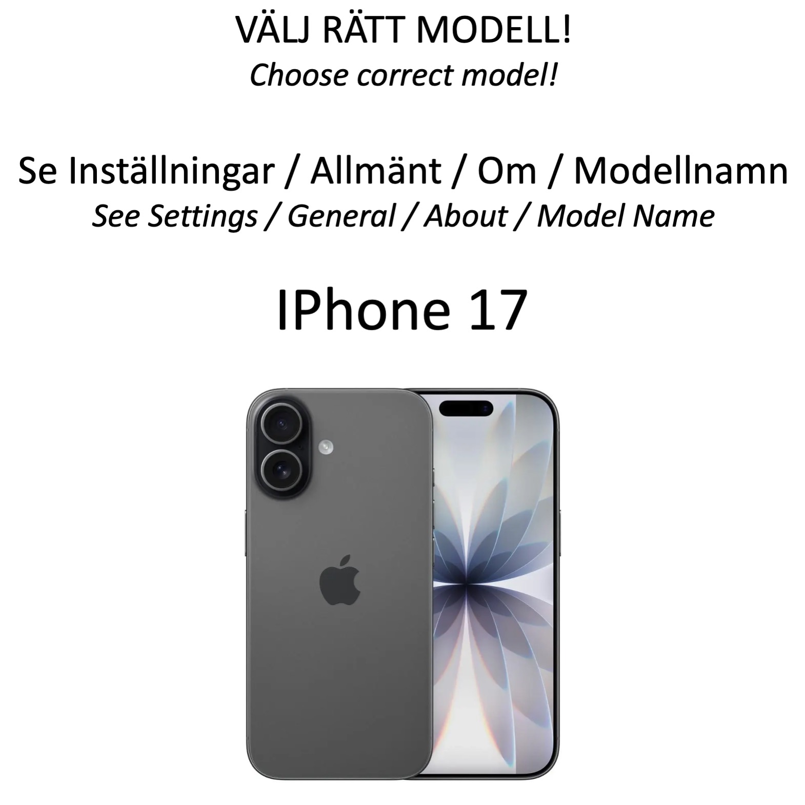 1SWEDEN korthållare för Iphone 17 skal mobilskal urtag laddare - - 20