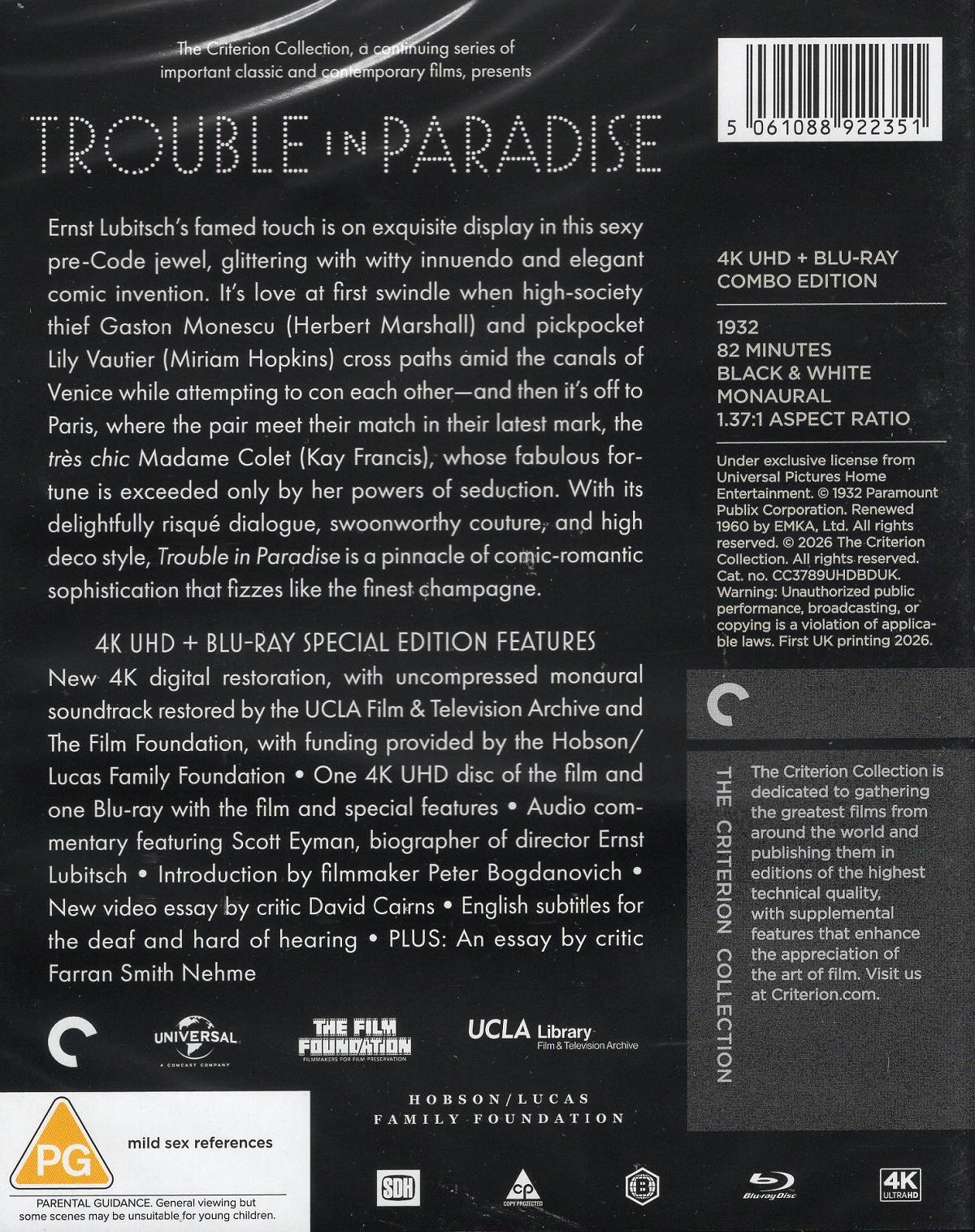 Trouble In Paradise (Criterion Collection) (ej svensk text) (4K Ultra HD + Blu-ray) - 2