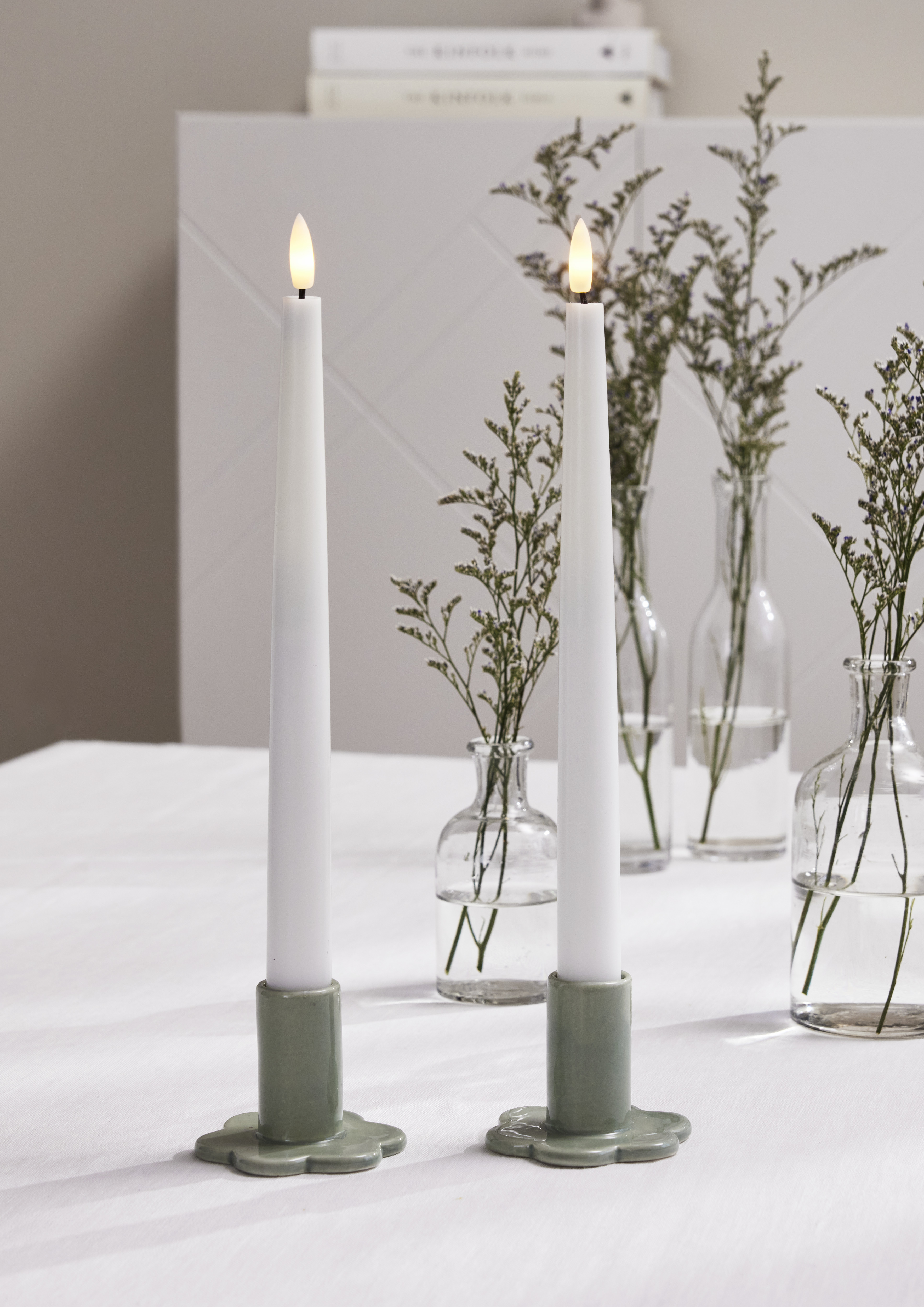 Ljushållare - Ljusstake - Grön - 2-pack Blomma