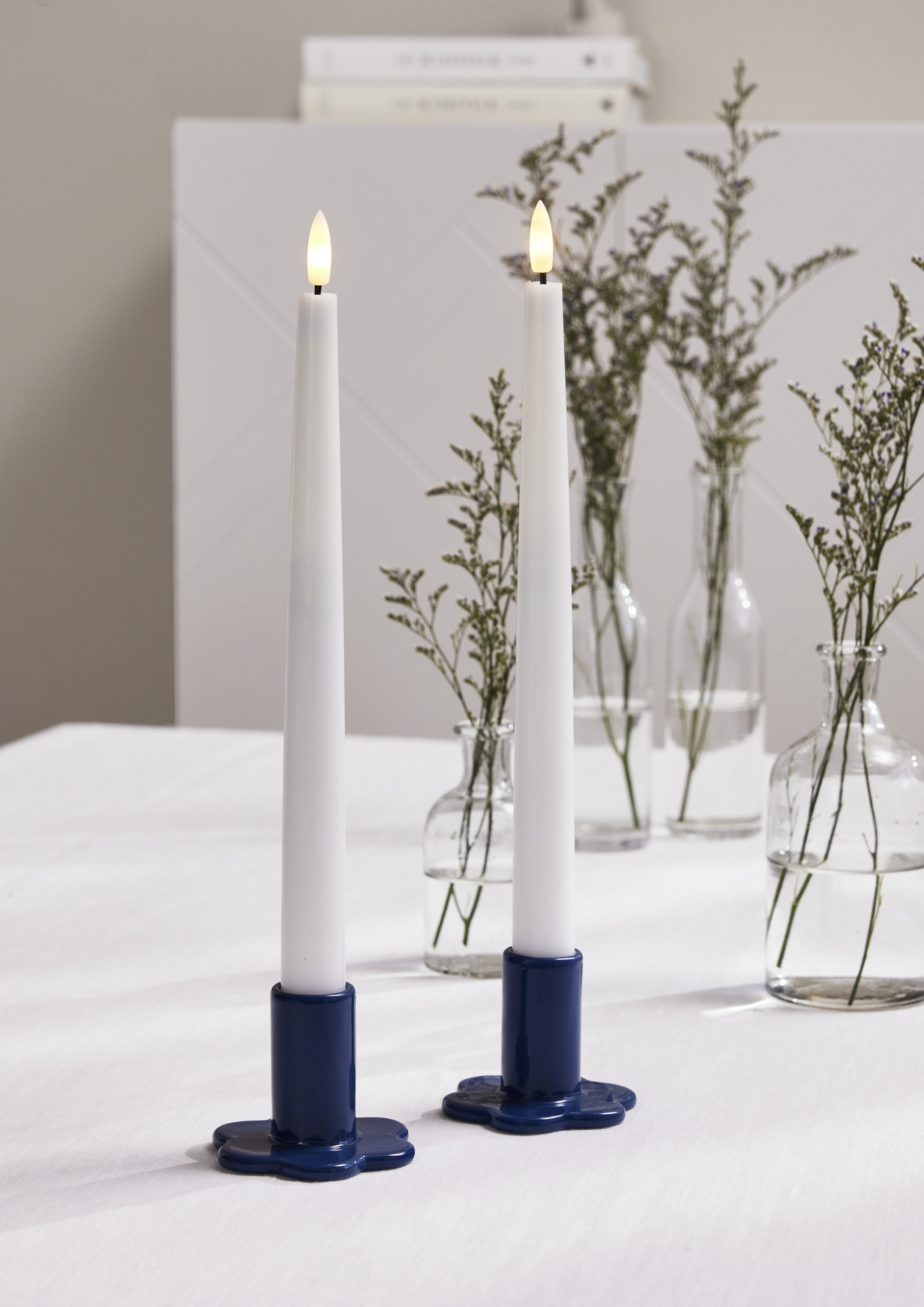 Ljushållare - Ljusstake - Blå - 2-pack Blomma