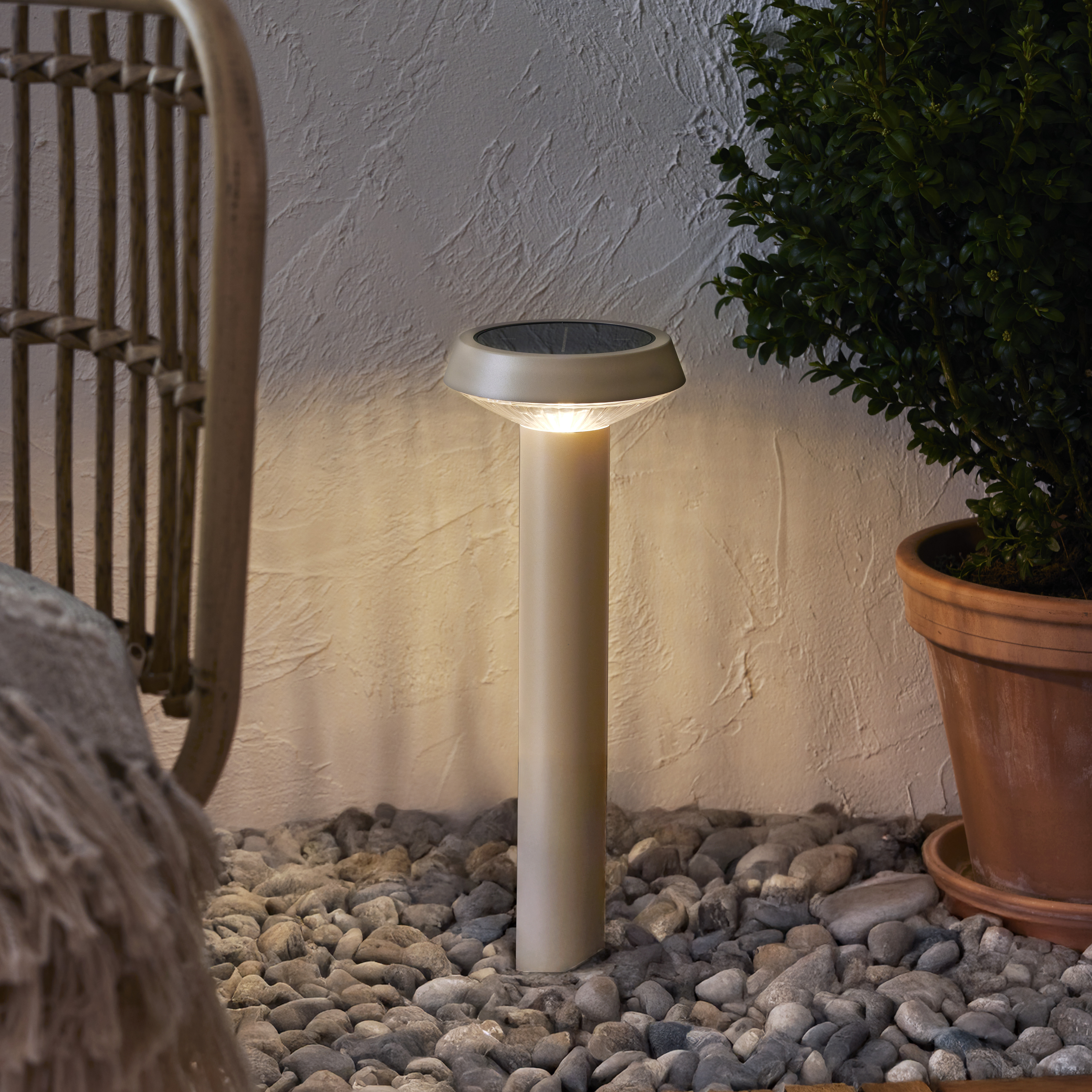 Solar bollard Beige 