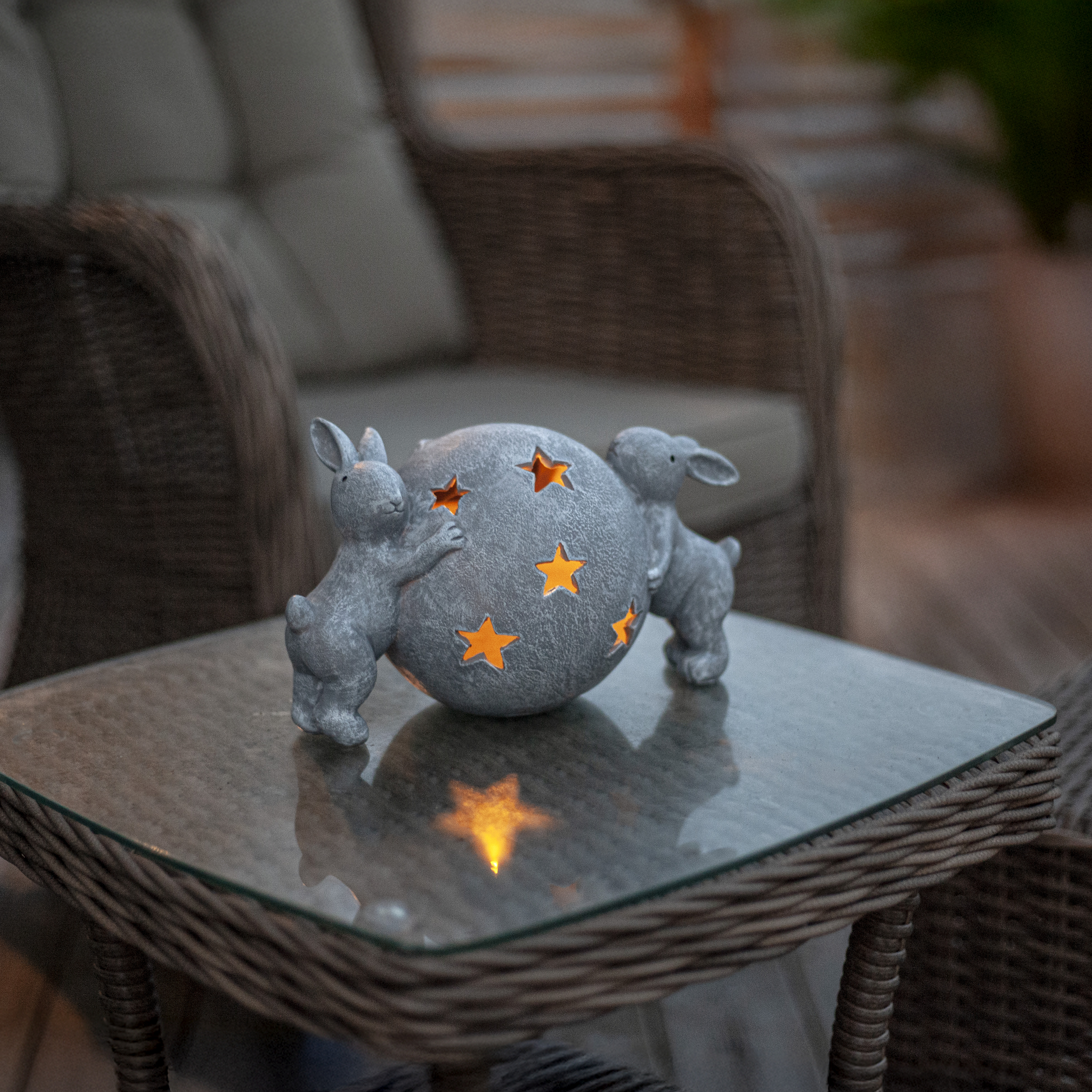Solar decoration with rabbits - 24x14 cm - 2