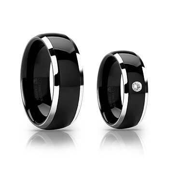 Smooth Black Duo – Förlovningsringar i Svart Tungsten (Ring-set)