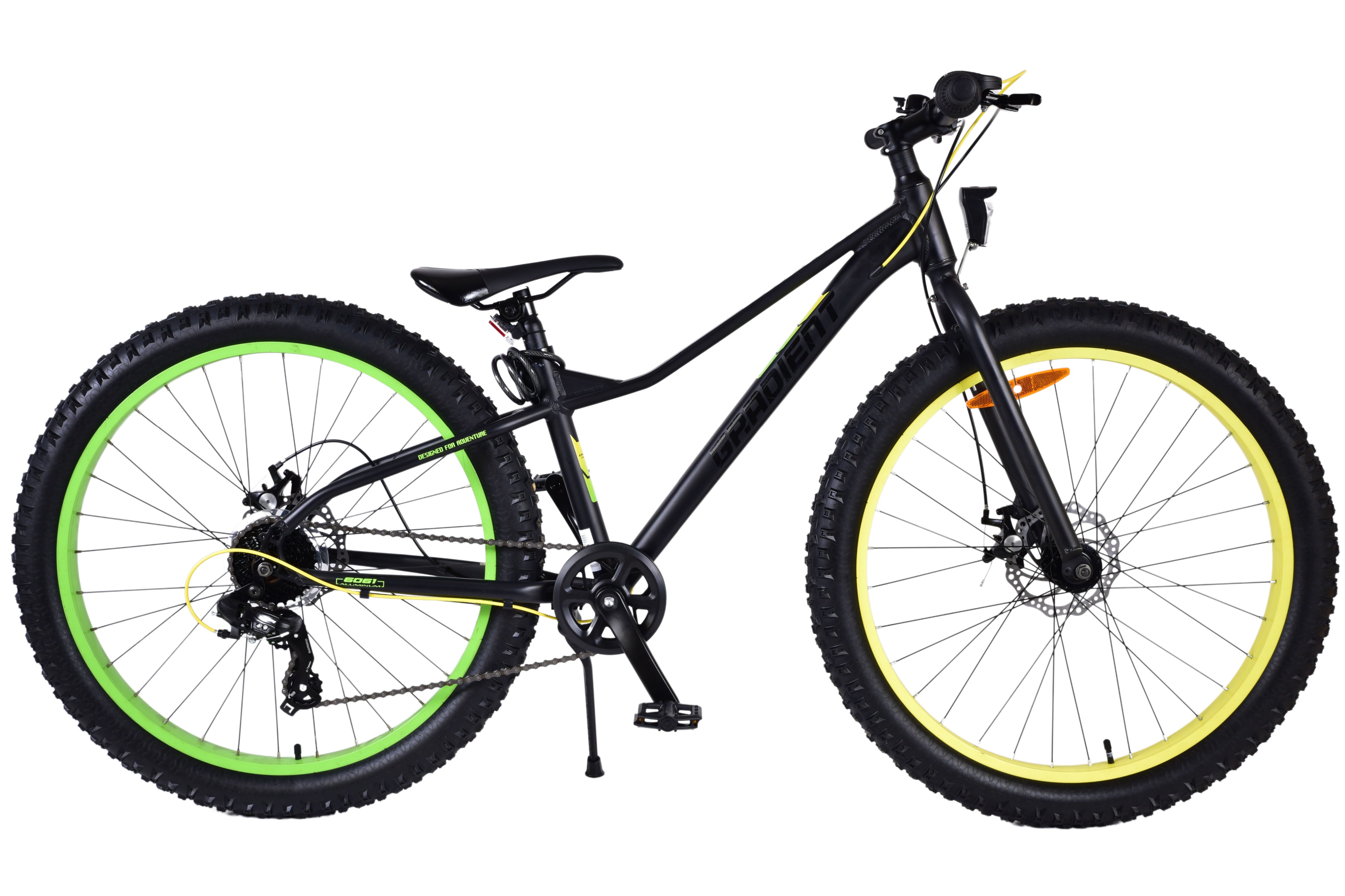 Barncykel Volare Gradient 26 tum – 7 växlar Svart/Gul/Grön för barn 9–12 år