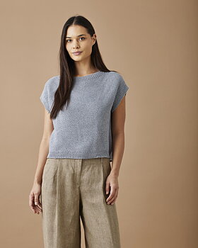 T-shirt med sluttande axlar i mosstickning - Edith 891401