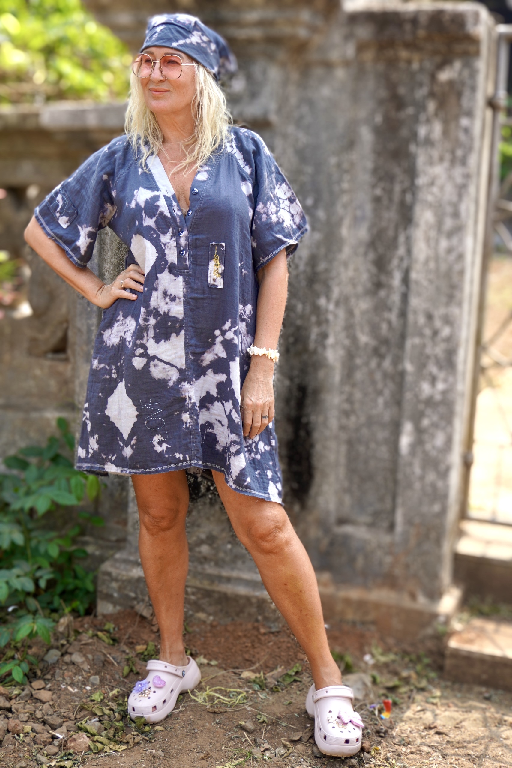 FIDI COTTON BATIK DRESS CHARCOAL MALIBU
