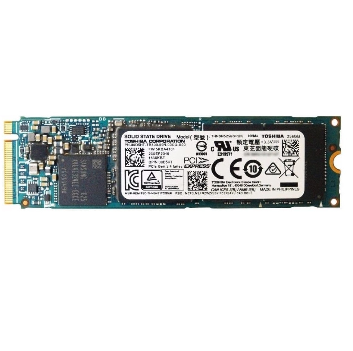 Begagnad 256GB Toshiba XG4 SSD M2 2280 NVMe PCIe Gen3 x4 THNSN5256GPUK