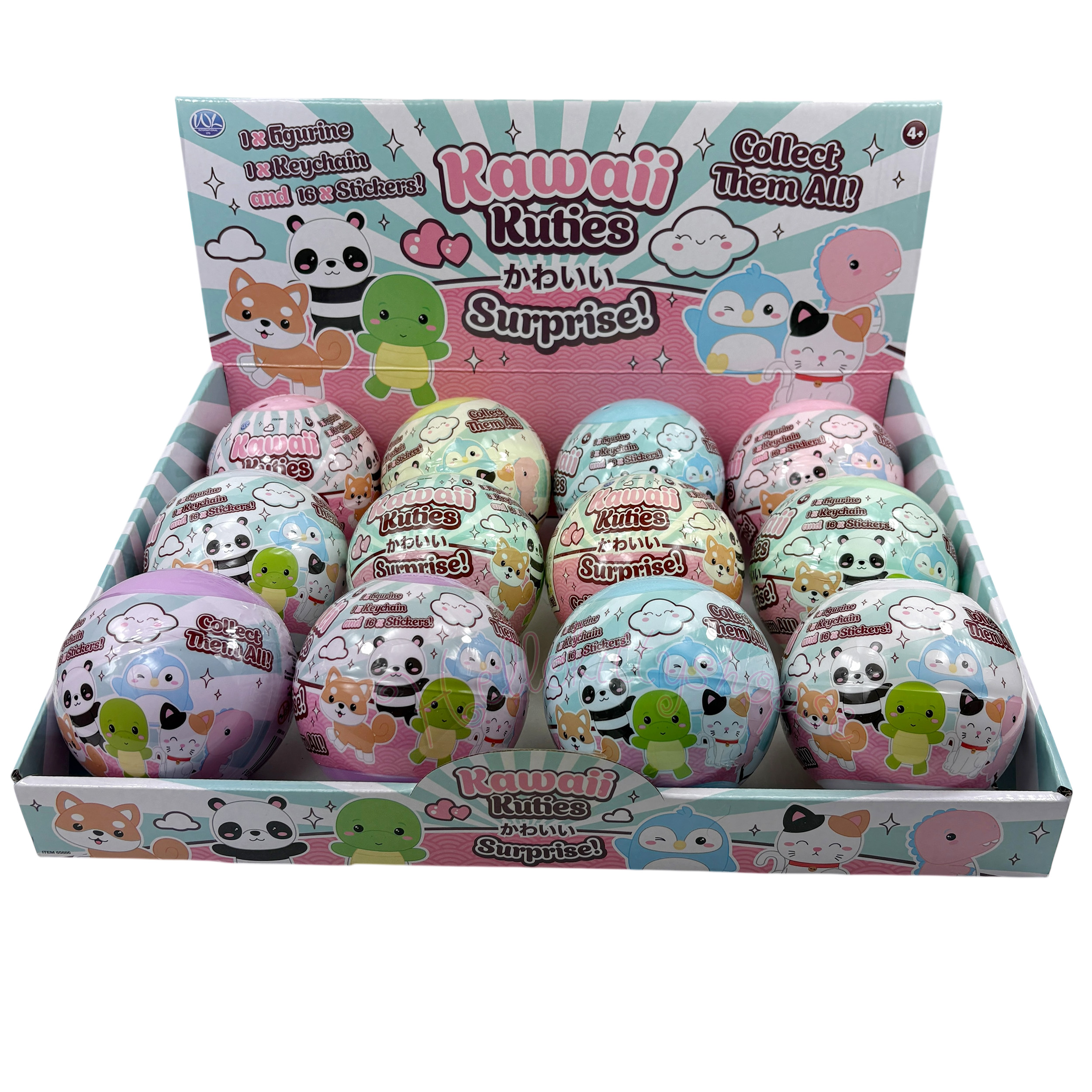 Kawaii Kuties Surprise Capsule med Figur, Nyckelring och Klistermärken 10 cm - 11