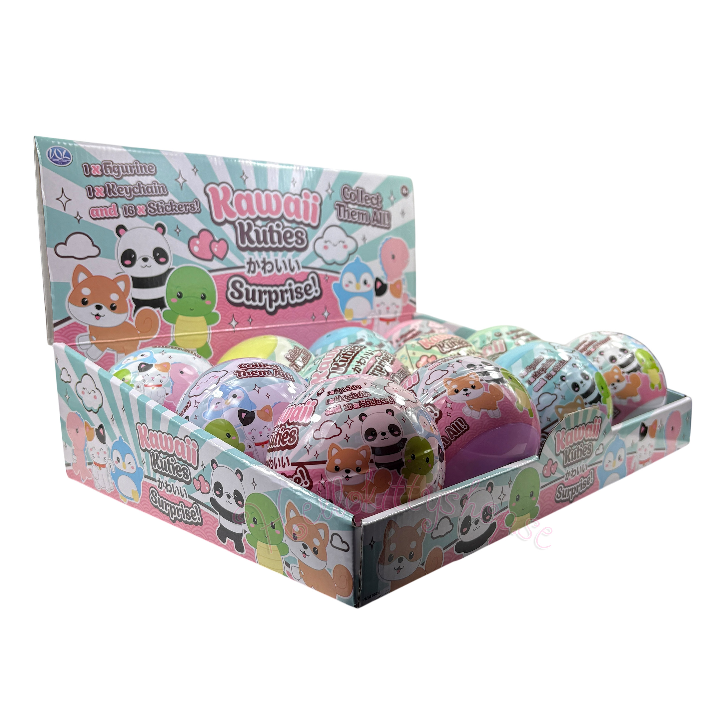Kawaii Kuties Surprise Capsule med Figur, Nyckelring och Klistermärken 10 cm - 10