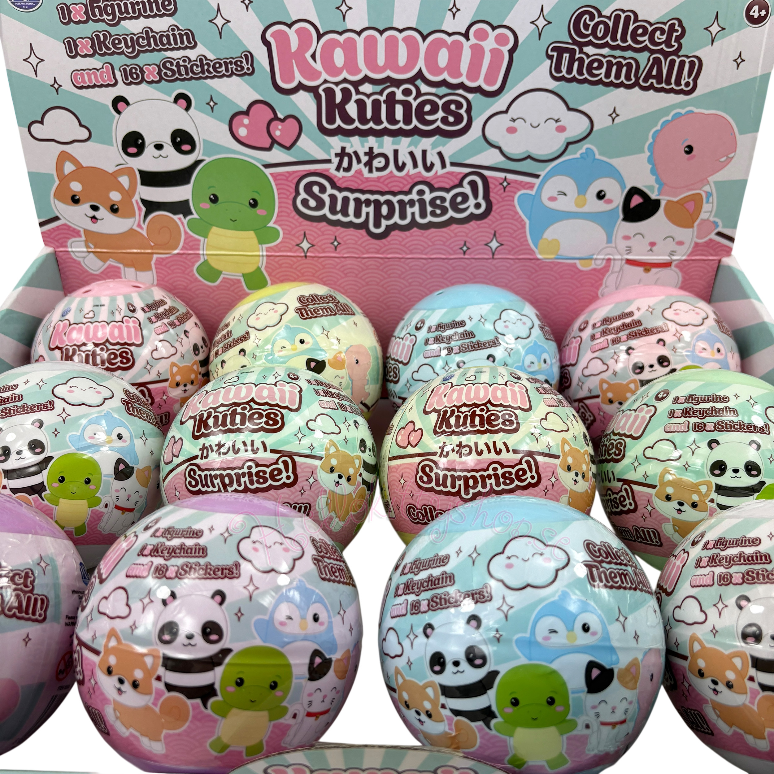 Kawaii Kuties Surprise Capsule med Figur, Nyckelring och Klistermärken 10 cm - 9
