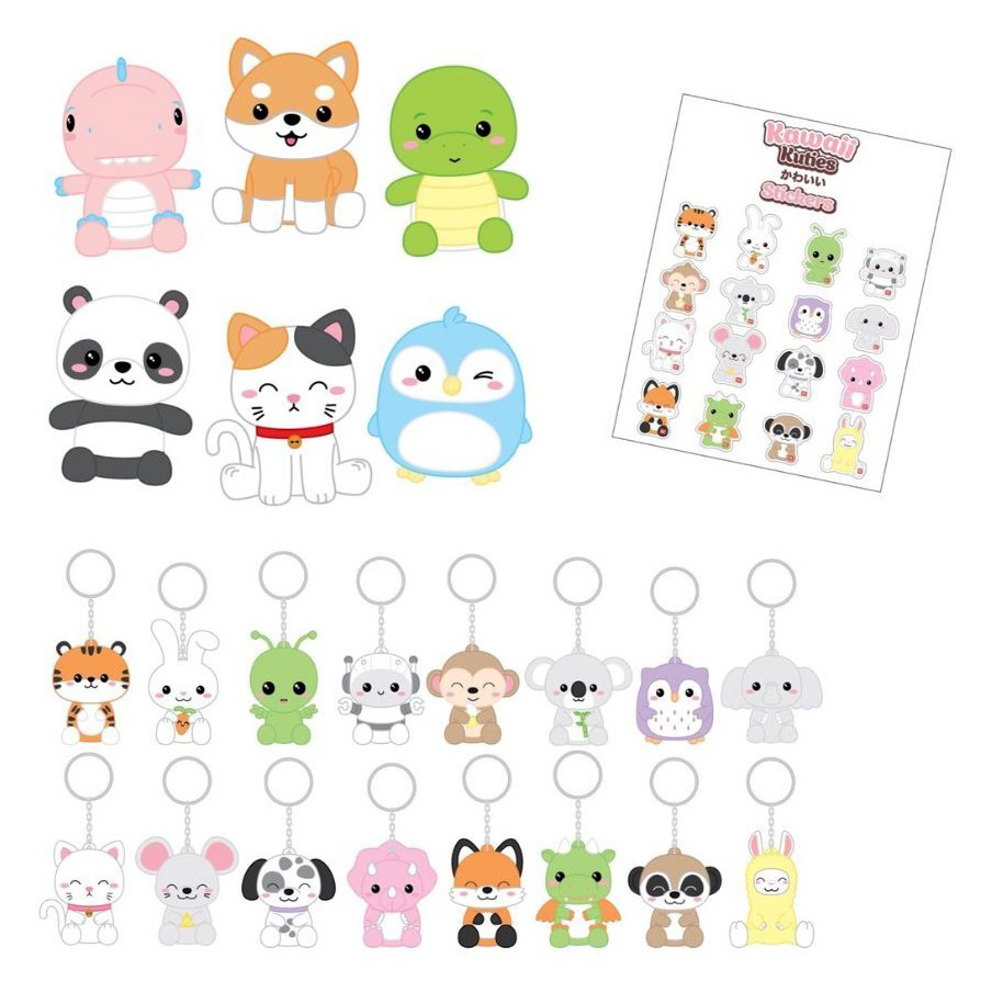 Kawaii Kuties Surprise Capsule med Figur, Nyckelring och Klistermärken 10 cm - 3