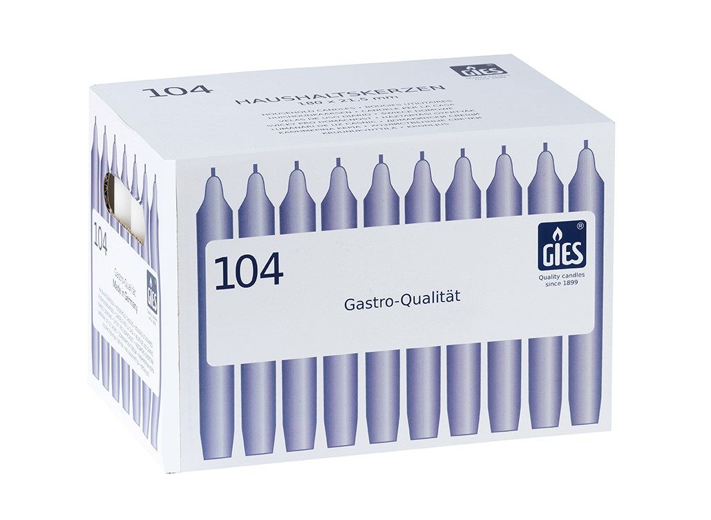 Gies Haushaltskerzen Champagner – 104er Karton | Ø 21,5 x H 180 mm