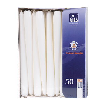 Gies Spitzkerzen Weiß – 50er Pack | Ø 22 x H 245 mm
