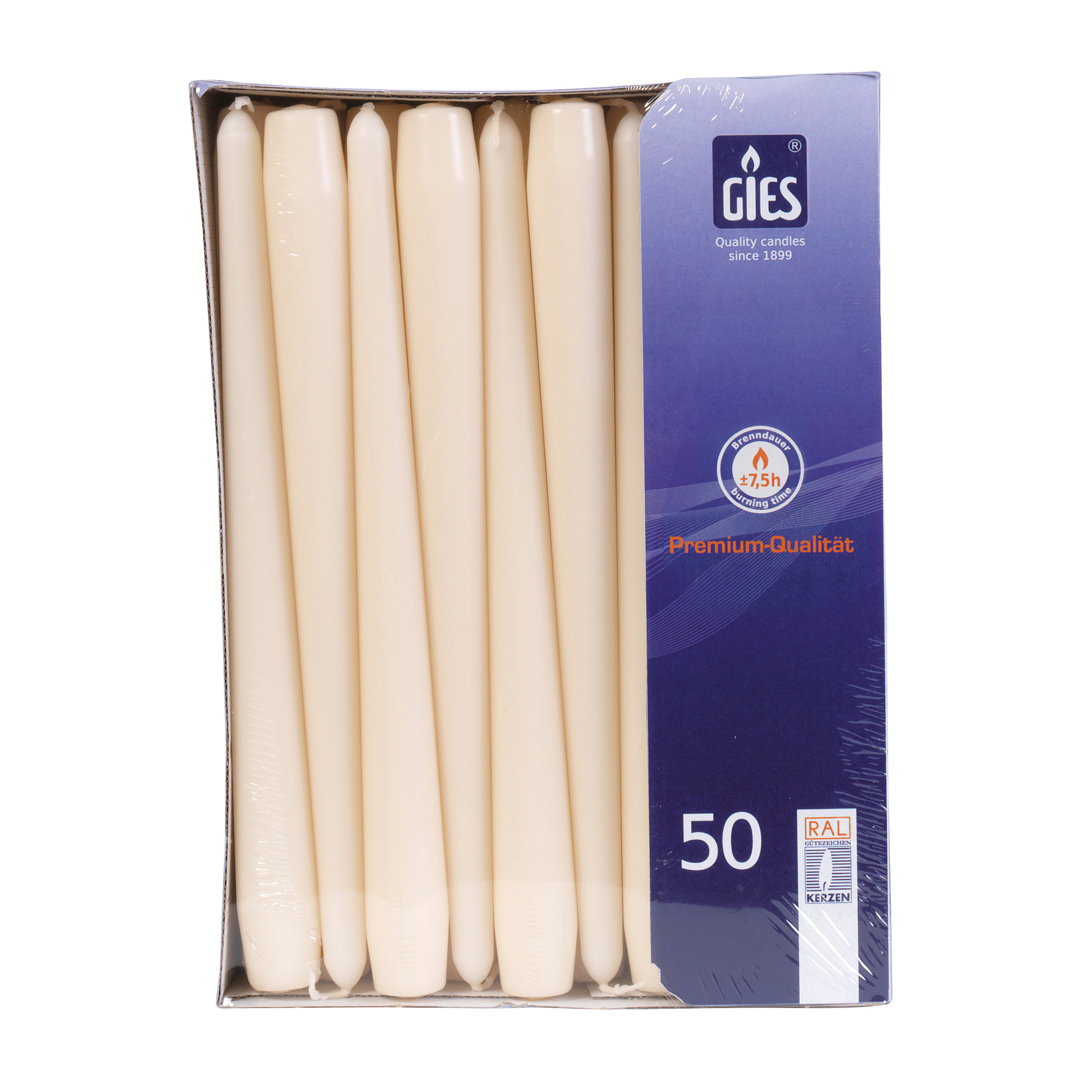 Gies Spitzkerzen Champagner – 50er Pack | Ø 22 x H 245 mm