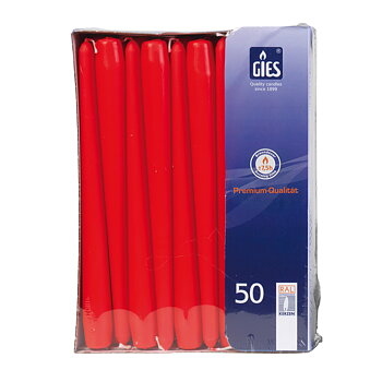 Gies Spitzkerzen Rot – 50er Pack | Ø 22 x H 245 mm