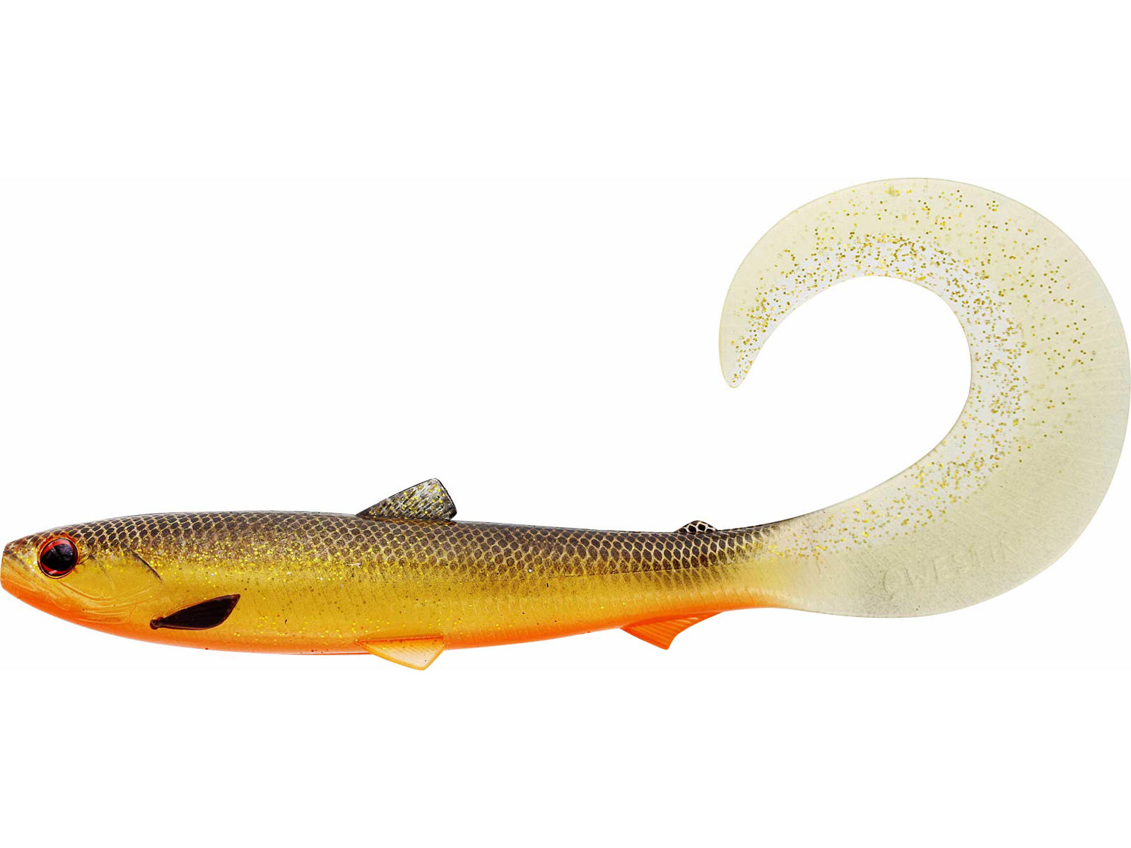 westin bullteez 27cm är en stor gäddjigg med curlysvans. Perfekt för vänern och älvar. Här i färgen: gold rusch