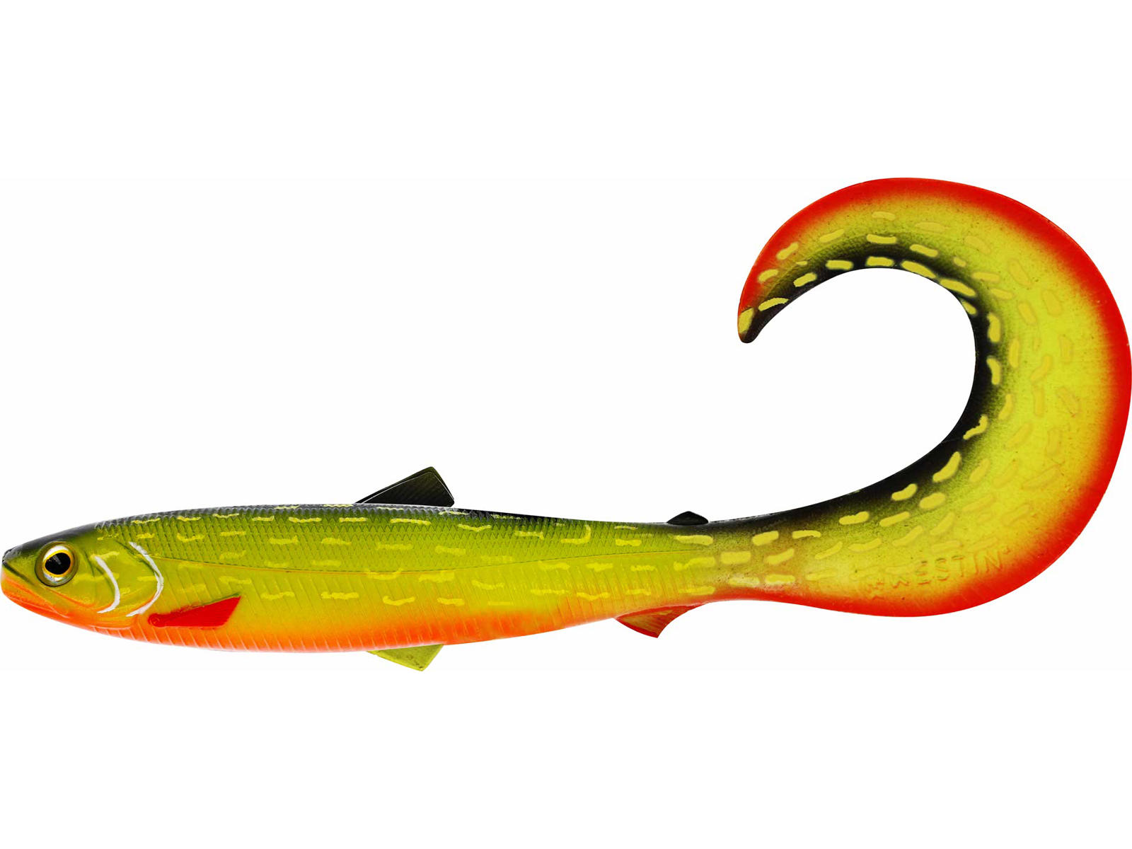 westin bullteez 27cm är en stor gäddjigg med curlysvans. Perfekt för vänern och älvar. Här i färgen: baltic pike