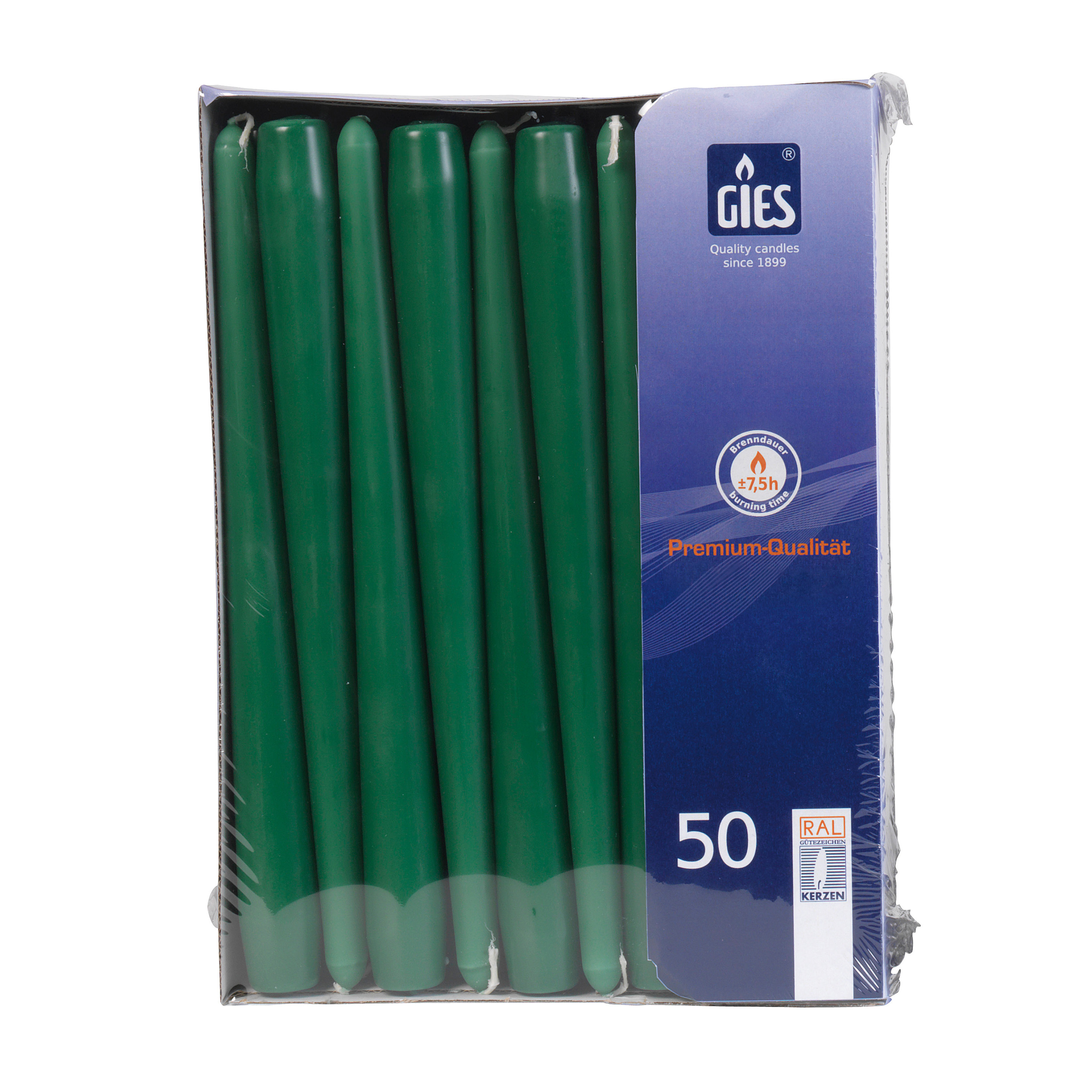 Gies Spitzkerzen Dunkelgrün – 50er Pack | Ø 22 x H 245 mm