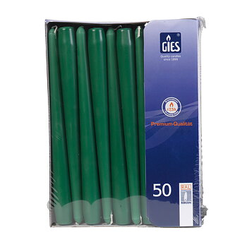 Gies Spitzkerzen Dunkelgrün – 50er Pack | Ø 22 x H 245 mm