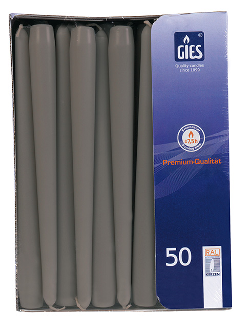 Gies Spitzkerzen Taupe – 50er Pack | Ø 22 x H 245 mm