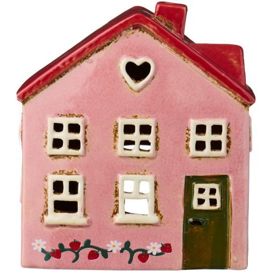 Keramikhus rosa med jordgubbsplanta - Ib Laursen