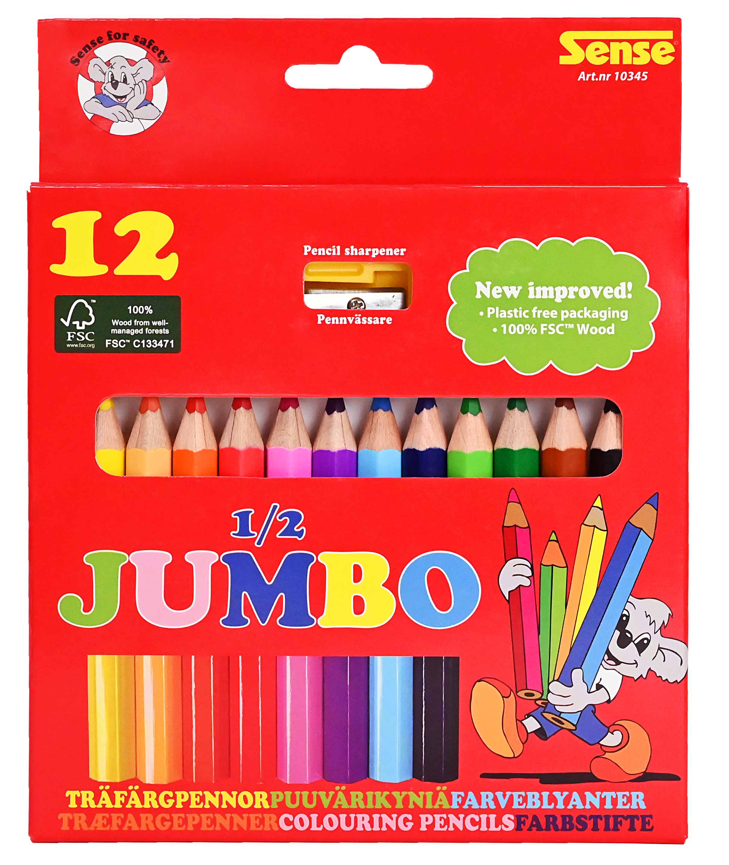 Träfärgpennor 1/2 Jumbo 12-Pack