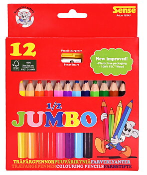 Träfärgpennor 1/2 Jumbo 12-Pack