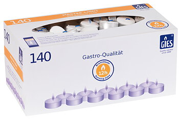 Gies Master-Lights Weiß – 140er Karton | Ø 48 mm | 12 Stunden Brenndauer
