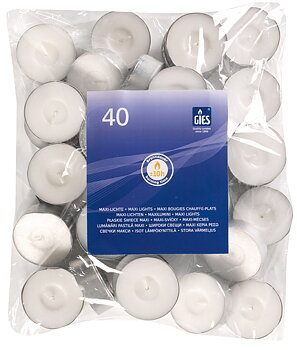 Gies Maxi-Lichte Weiß – 40er Beutel | Ø 58 mm | 10 Stunden Brenndauer