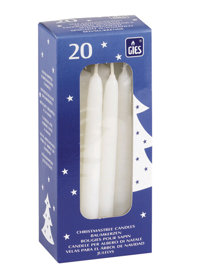 Gies Baumkerzen Weiß – 20er Packung | selbstlöschend