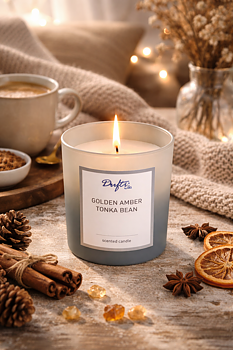 Dufti by Gies Ombre Duftkerze Hellgrau / Golden Amber Tonka Bean | 90 x 85 mm