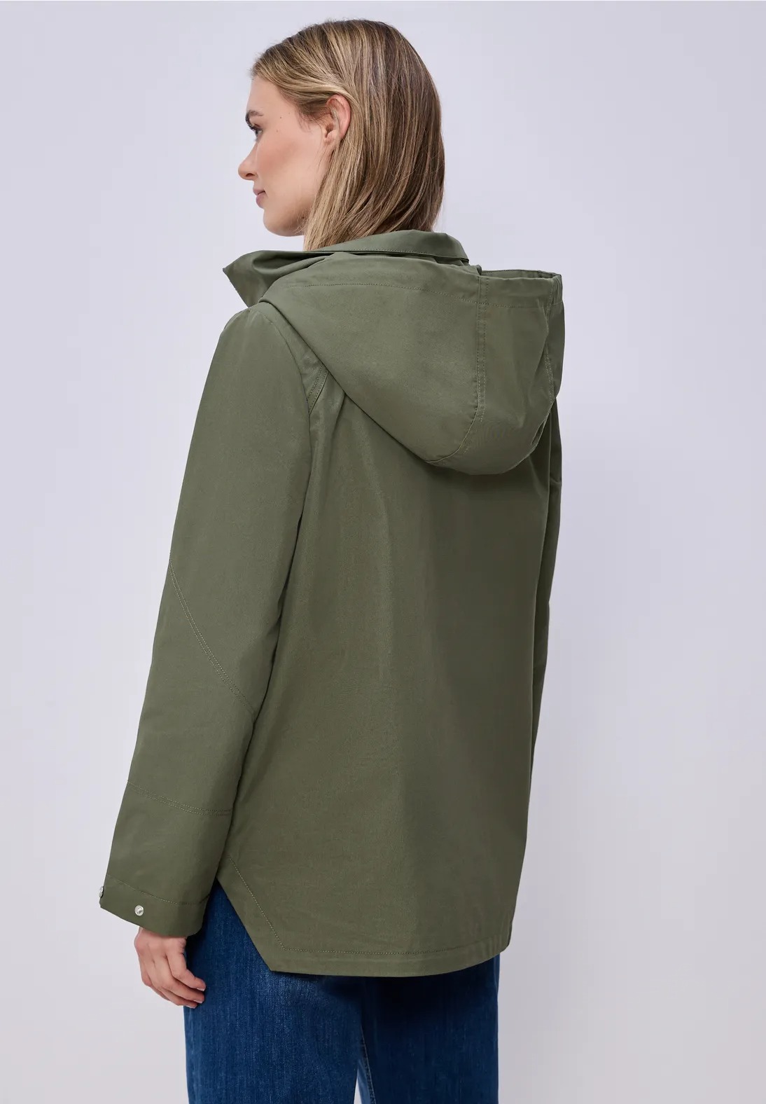 Mid Length Parka - Dark Vetiver Green - Street One - 4