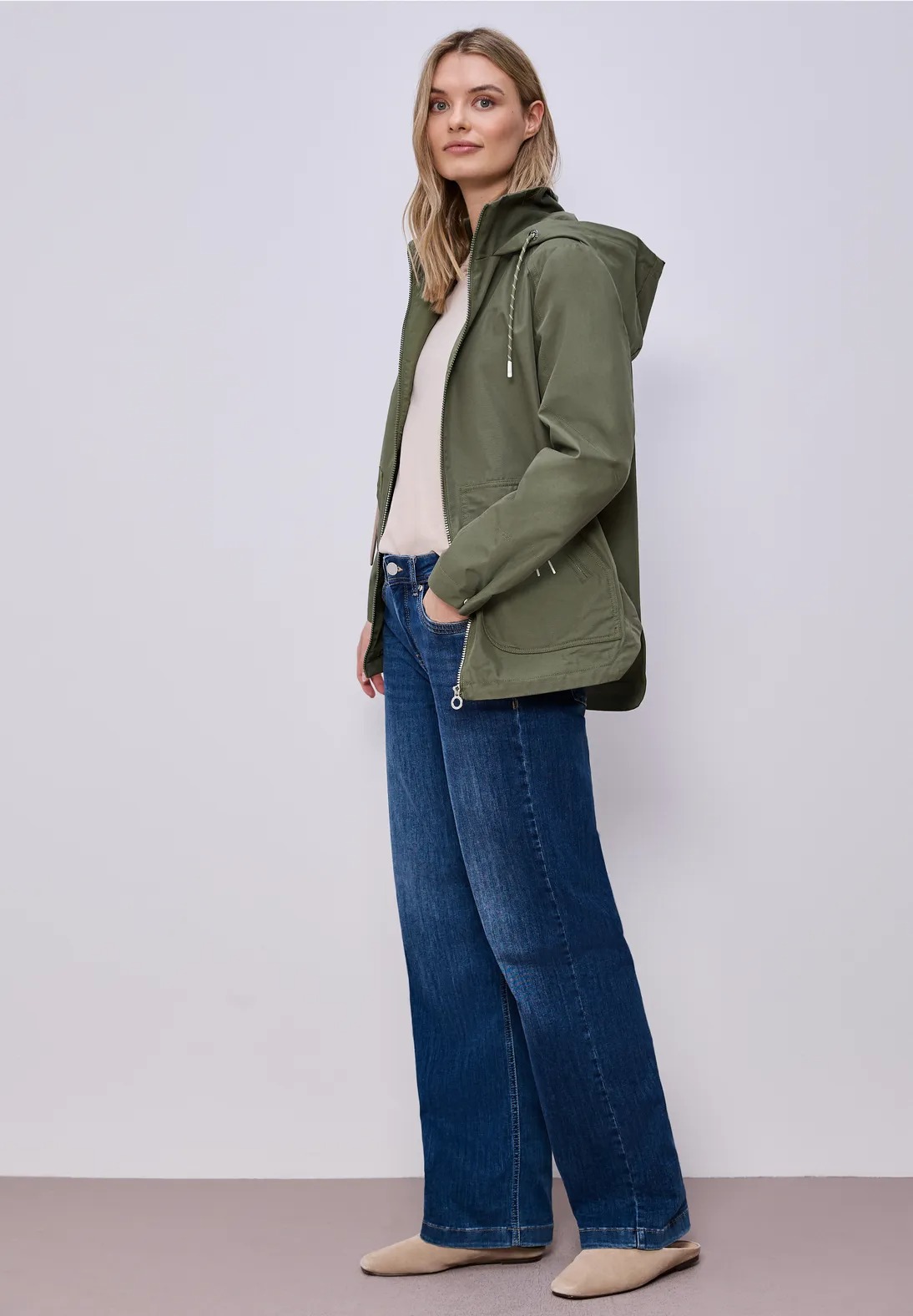 Mid Length Parka - Dark Vetiver Green - Street One