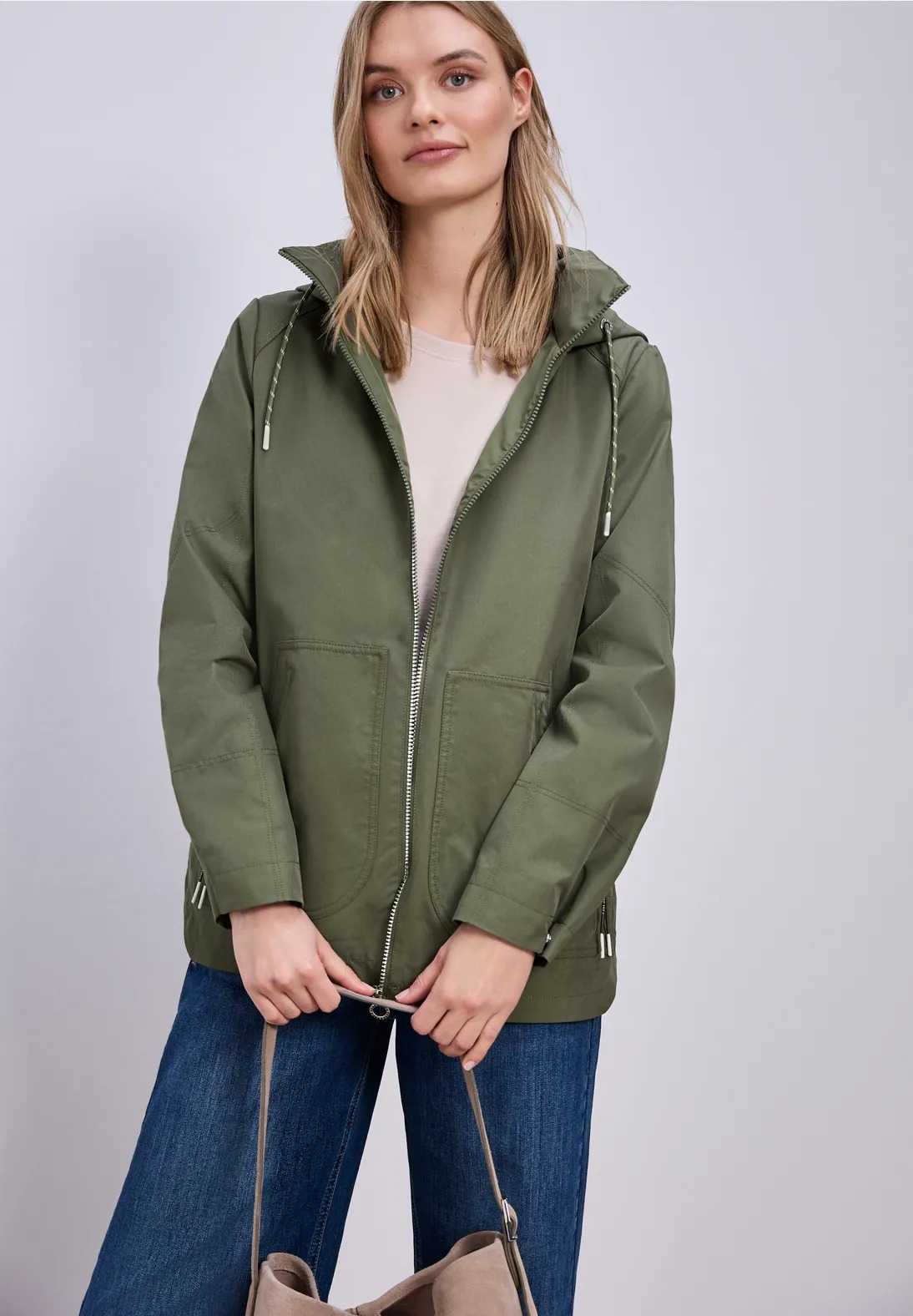 Mid Length Parka - Dark Vetiver Green - Street One