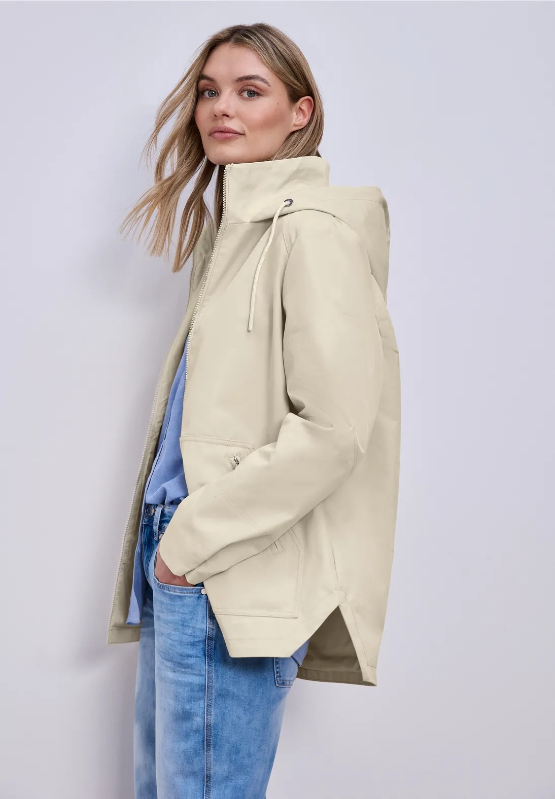 Mid Length Parka - Powder Beige - Street One