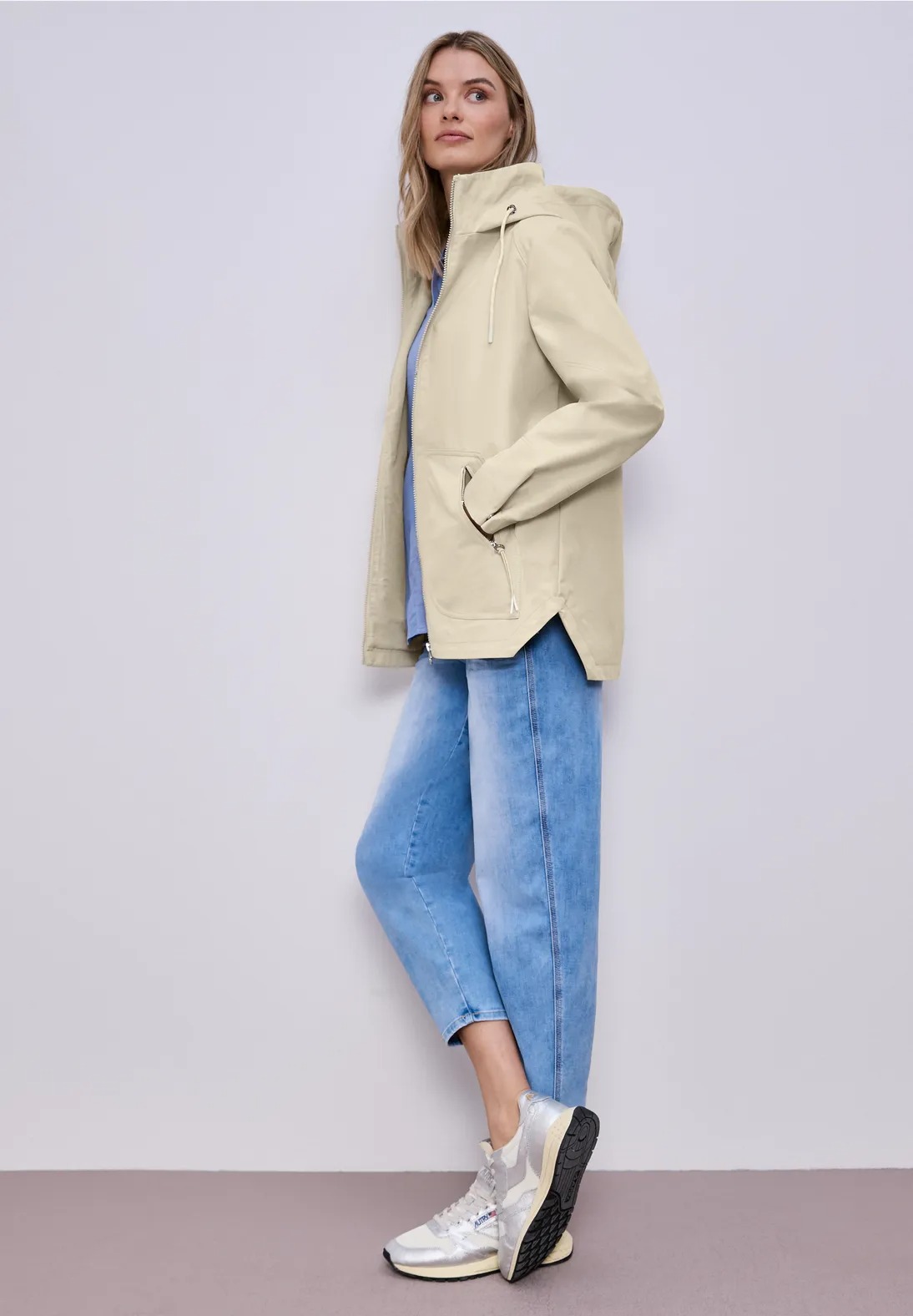 Mid Length Parka - Powder Beige - Street One - 3