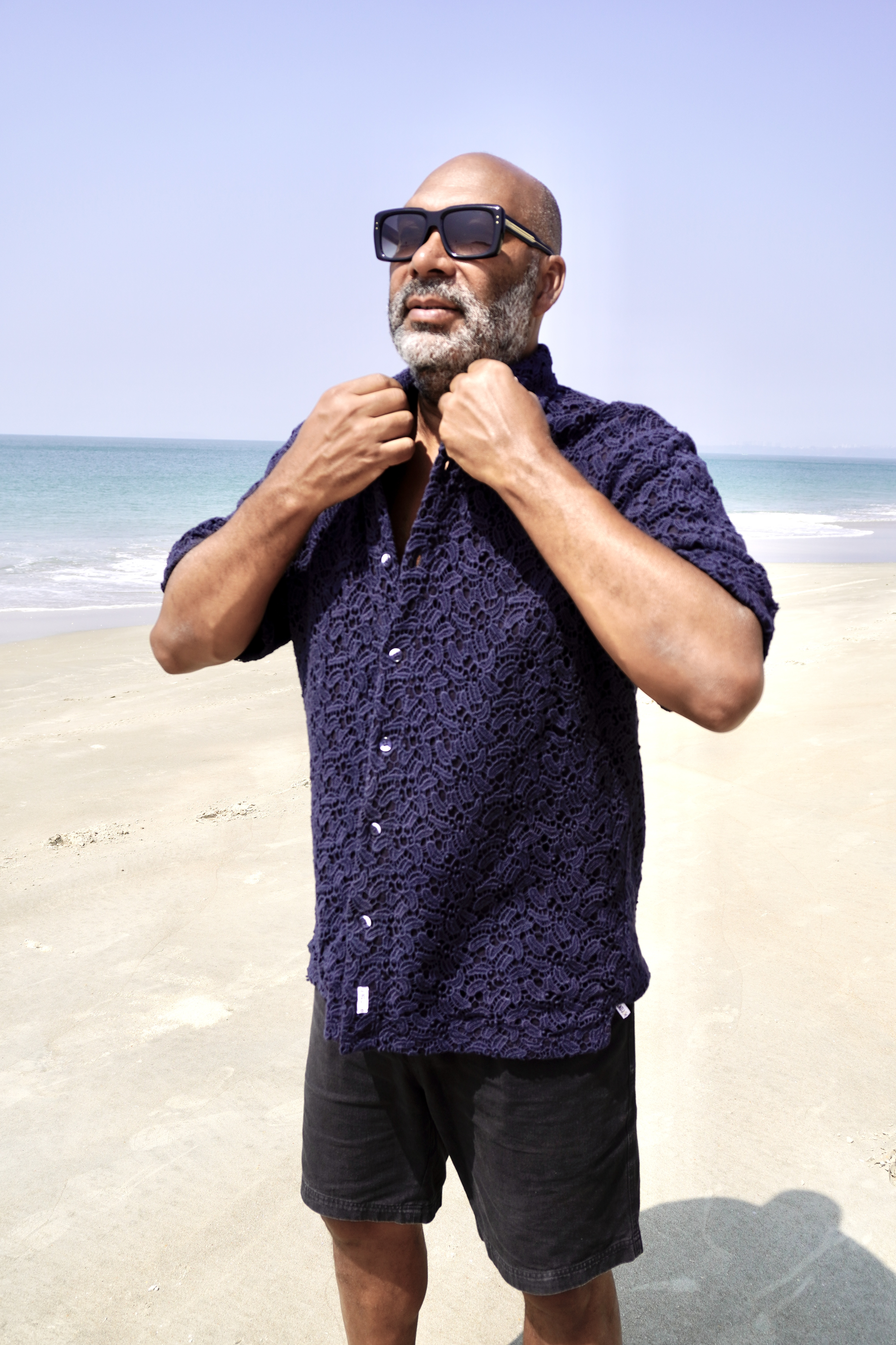 SHANTI COTTON SHIRT BLUE BLACKISH  - 4