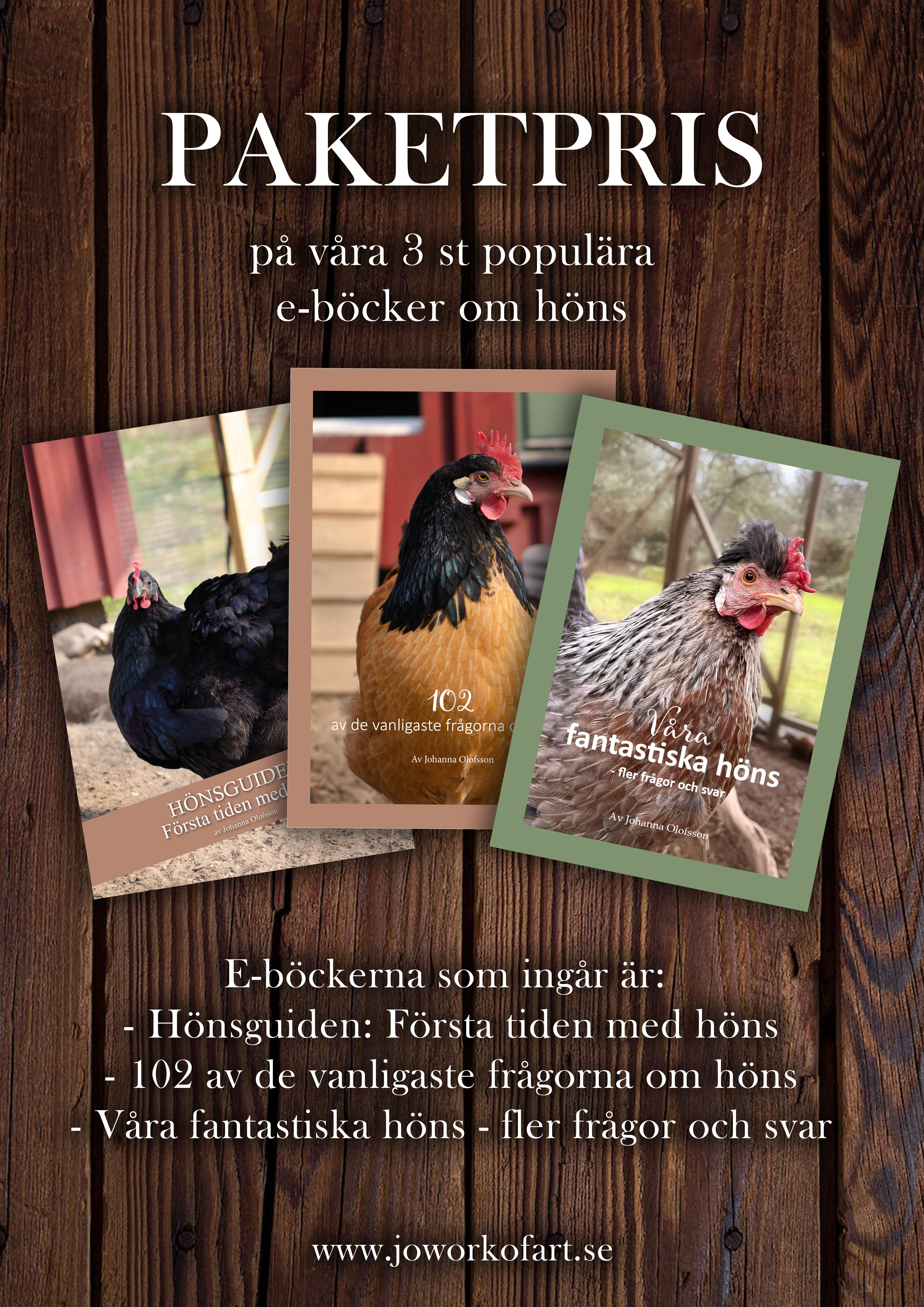 Paketpris 3 st e-böcker om höns & hönshållning (digital produkt)