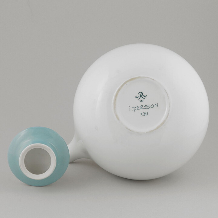 Inger Persson (Stream 1986) White Swelling Teapot with Blue Decor 19/12 cm