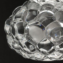 Anne Nilsson (Hallon 1990s) Clear Candleholder with Raspberry Relief  and Metal Stand 11/7 cm