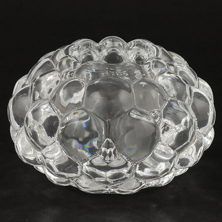 Anne Nilsson (Hallon 1990s) Clear Candleholder with Raspberry Relief  and Metal Stand 11/7 cm
