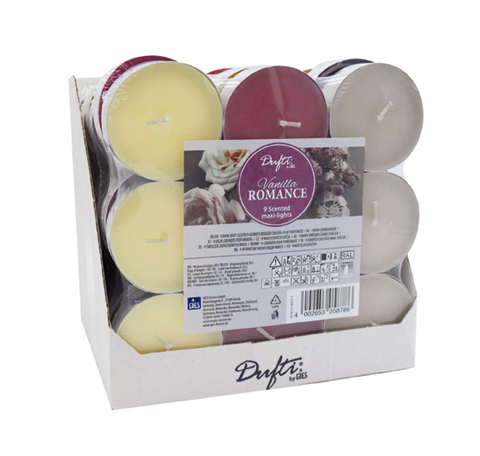 Dufti by Gies Maxi-Duftlichte Vanilla Romance – 9er Flatpack | Ø 59 mm | 8 Stunden Brenndauer - 2
